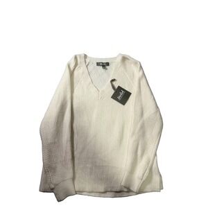 Marled Women's XS Cream  V-Neck Chunky Knit Pullover Sweater NWT